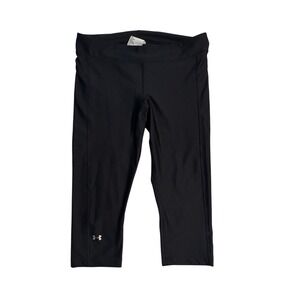 Under Armour Womens Black Compression Capri Leggings Crop Athletic Pants Large